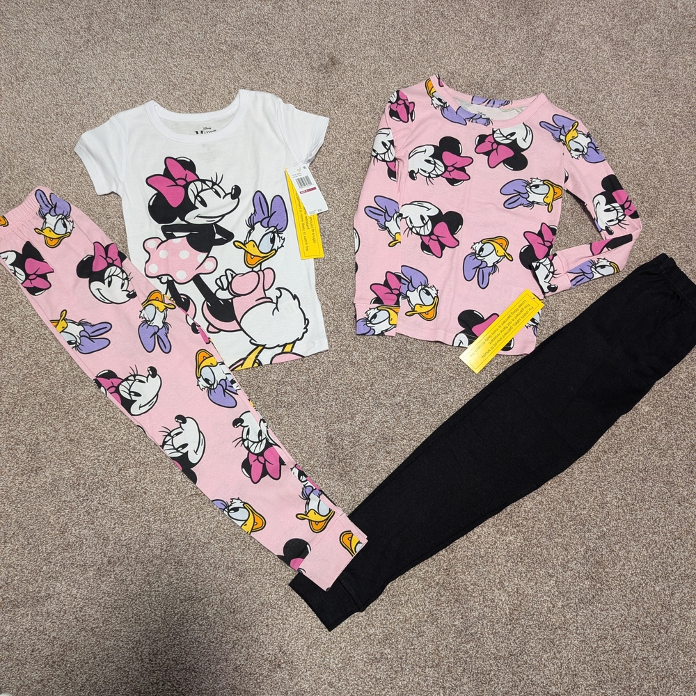 Disney Minnie Mouse and Daisy Duck Kids Pajamas - Pink and Black